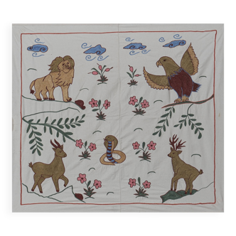 Hand knotted rug, vintage turkish rug 88x98 cm
