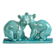 Art Deco Cracked Ceramic Teddy Bear Statue by LV Ceram