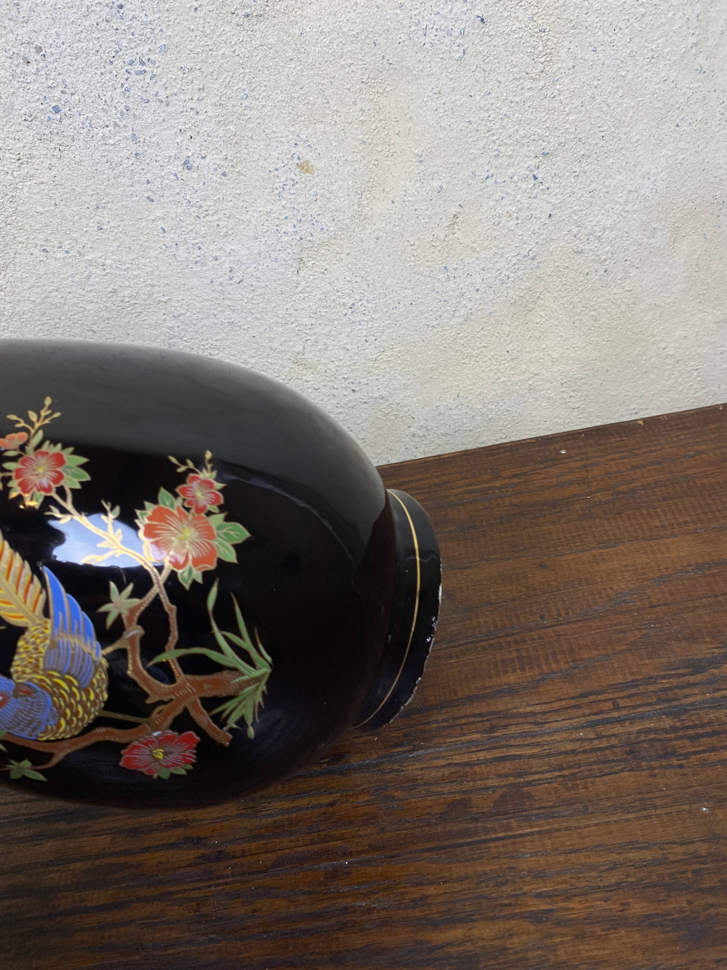 Japanese Asian vase XX black ceramic