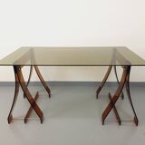 Vintage Marcello Gacita and Pierre Tiberi desk in smoked glass and plexiglass