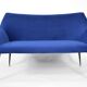 Canapé vintage deux places, république démocratique allemande, 1960, bleu marine, velours
