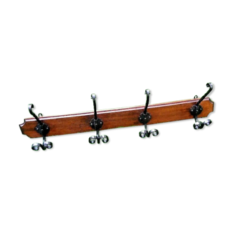 Wall coat rack 4 patères wrought iron Ground oak support