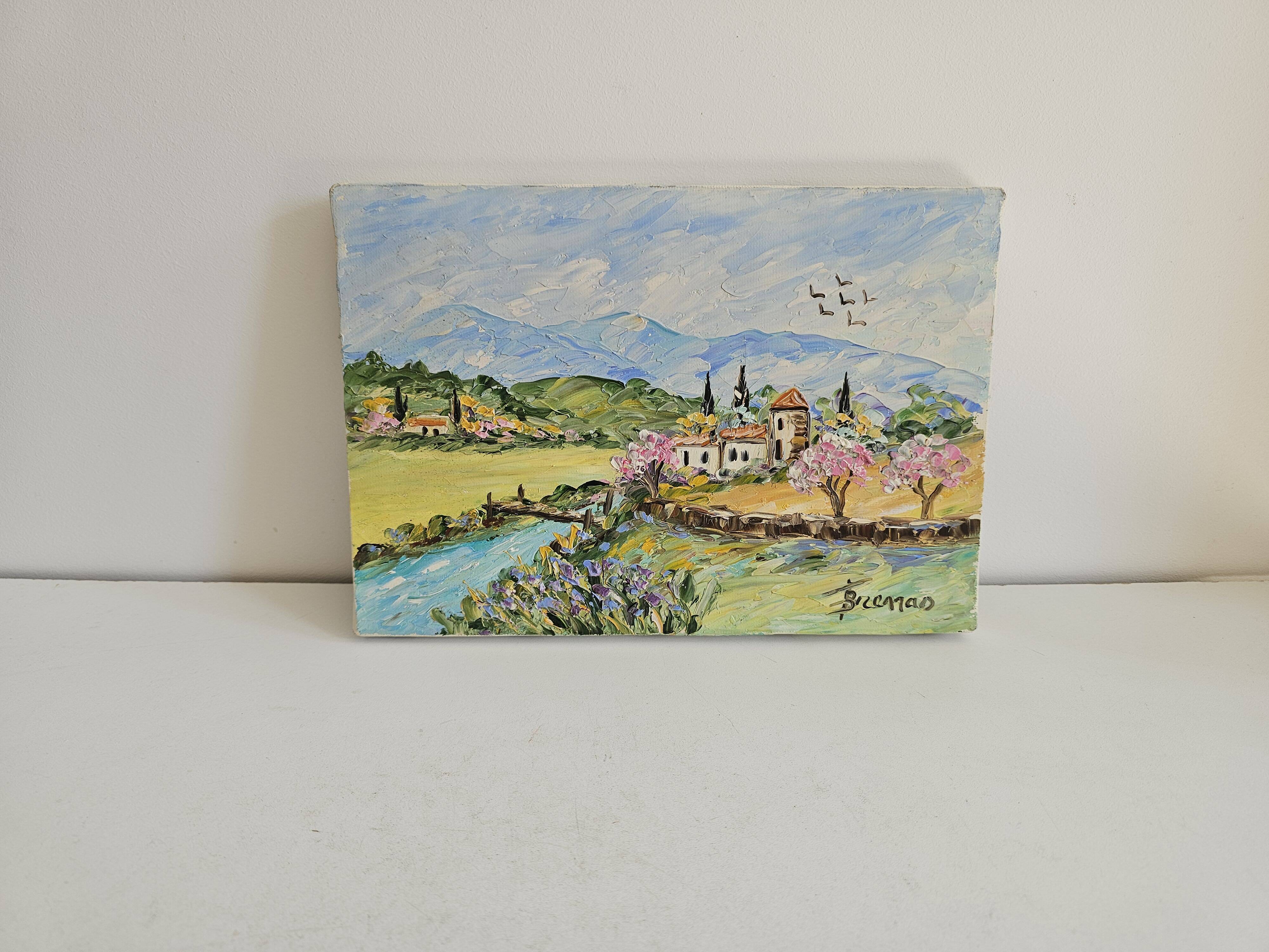 Tableau huile sur toile Paysage d'Oc signé Fernand Brenas
