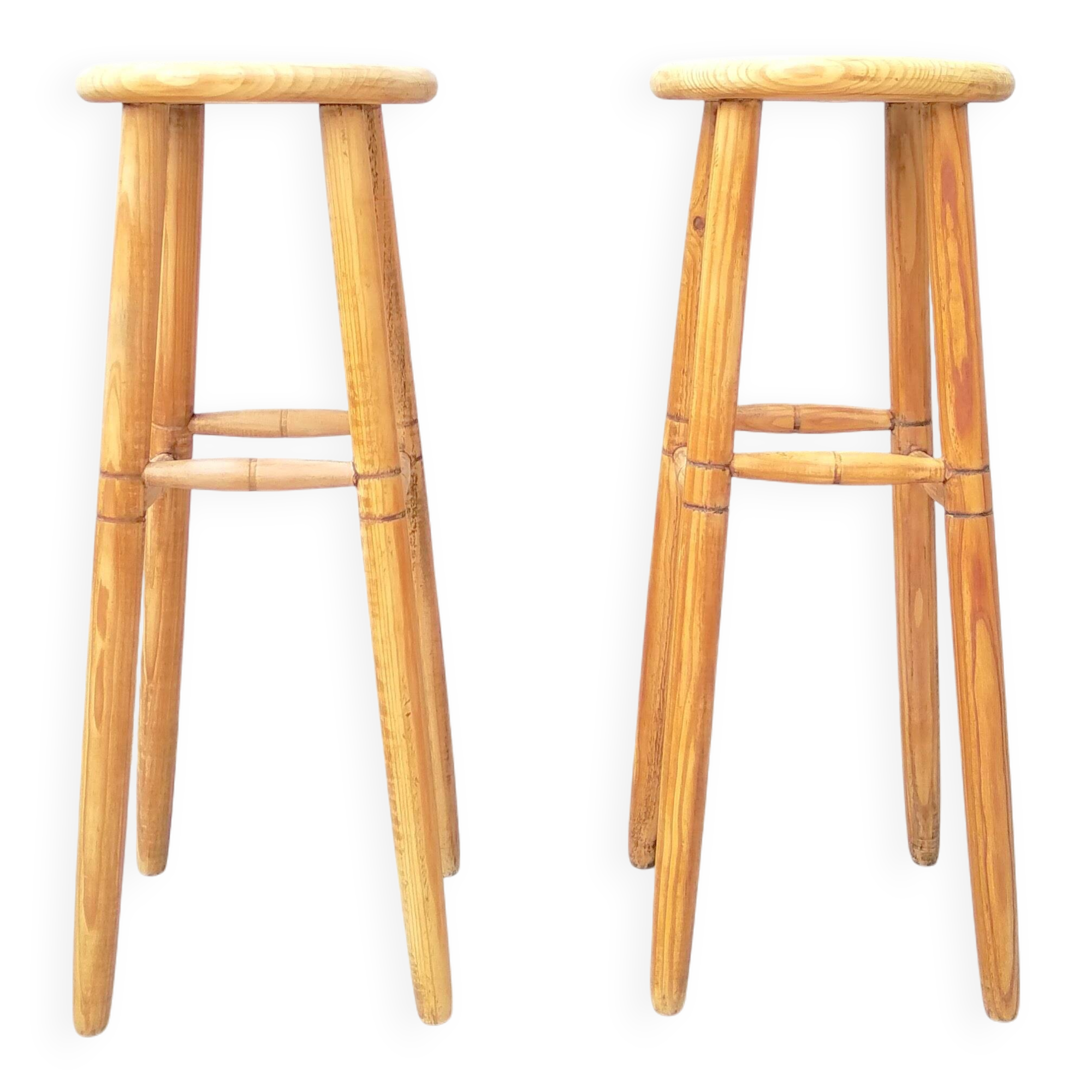 Pair of high stools in pine
