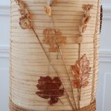 Sandstone lamp and lampshade in dried flowers 70s