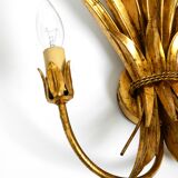 Beautiful large 70s gold-plated 2-armed metal wall lamp by Hans Kögl