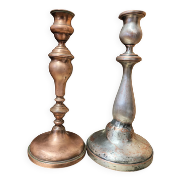 Duo of ancient torches with wabi-sabi patina