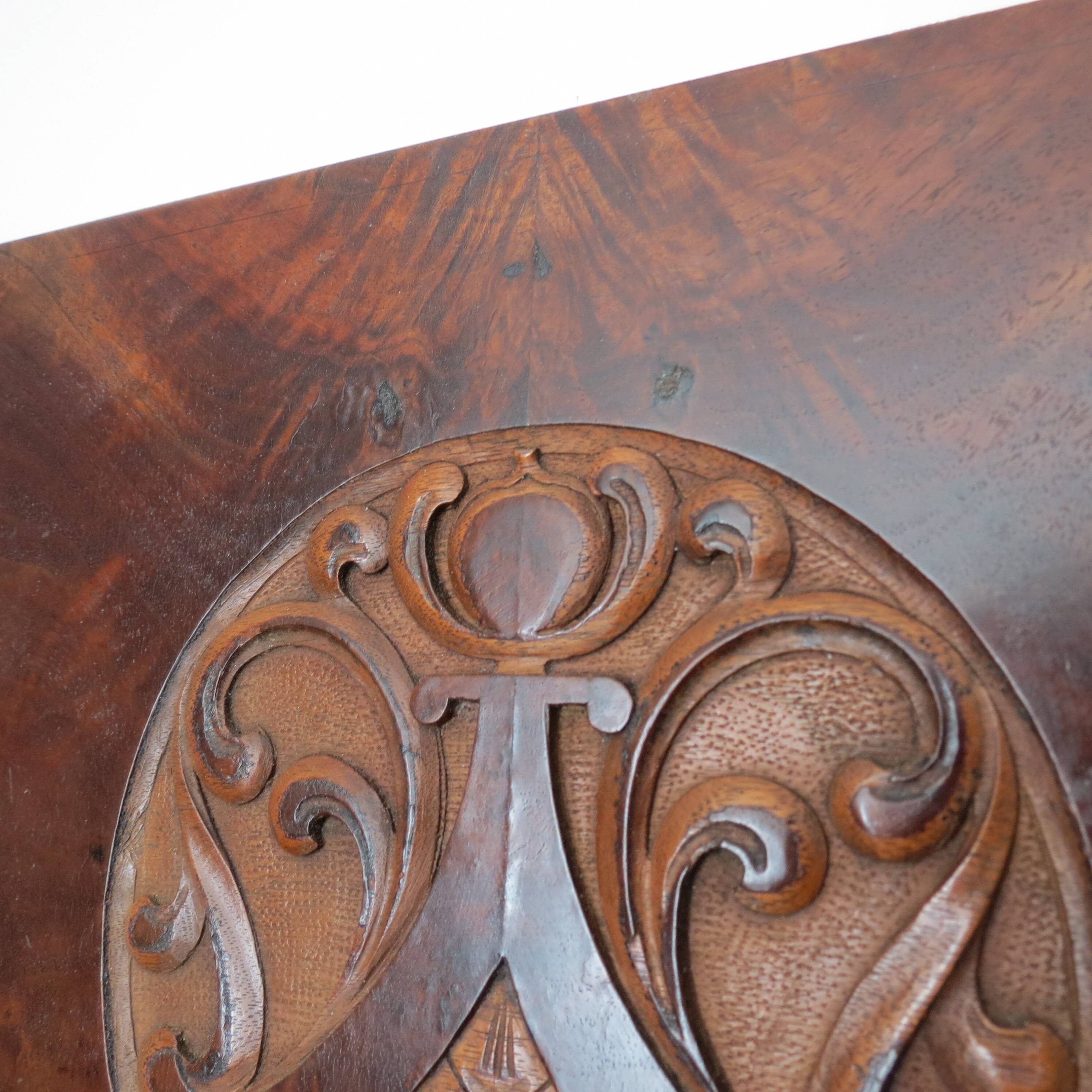 Art Nouveau Secessionist Carved Burr Walnut Wood Wall Hanging 1900