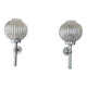 Pair of vintage wall lights; chrome striped glass floral globes; 1960s-70s.