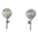 Pair of vintage wall lights; chrome striped glass floral globes; 1960s-70s.