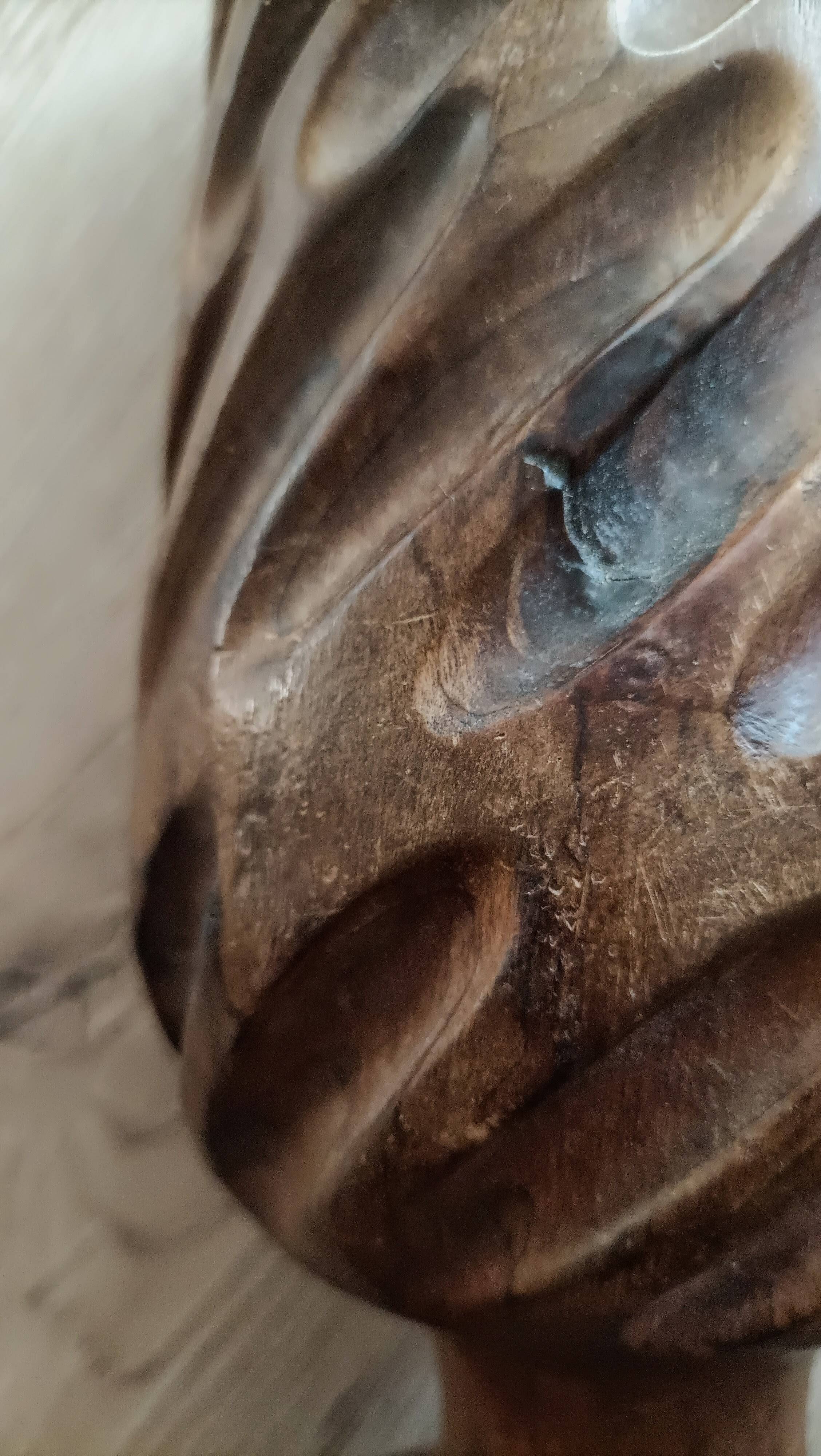 Hand-carved solid wood candle holder