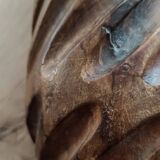 Hand-carved solid wood candle holder