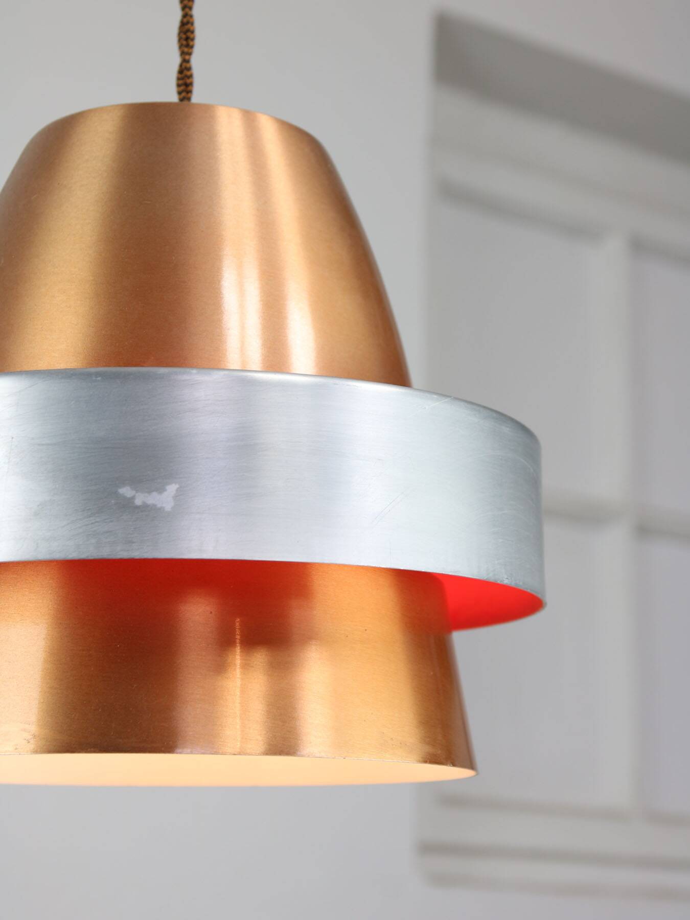Italian  Aluminum Space Age Pendant Lamp in Copper color, 1970s