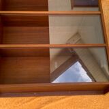 glass wall bookcase in vintage teak 1950