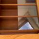 Vintage 1950s teak glass wall library
