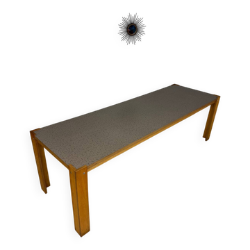 Grande table moderniste  bois multiplis design style Memphis année 80