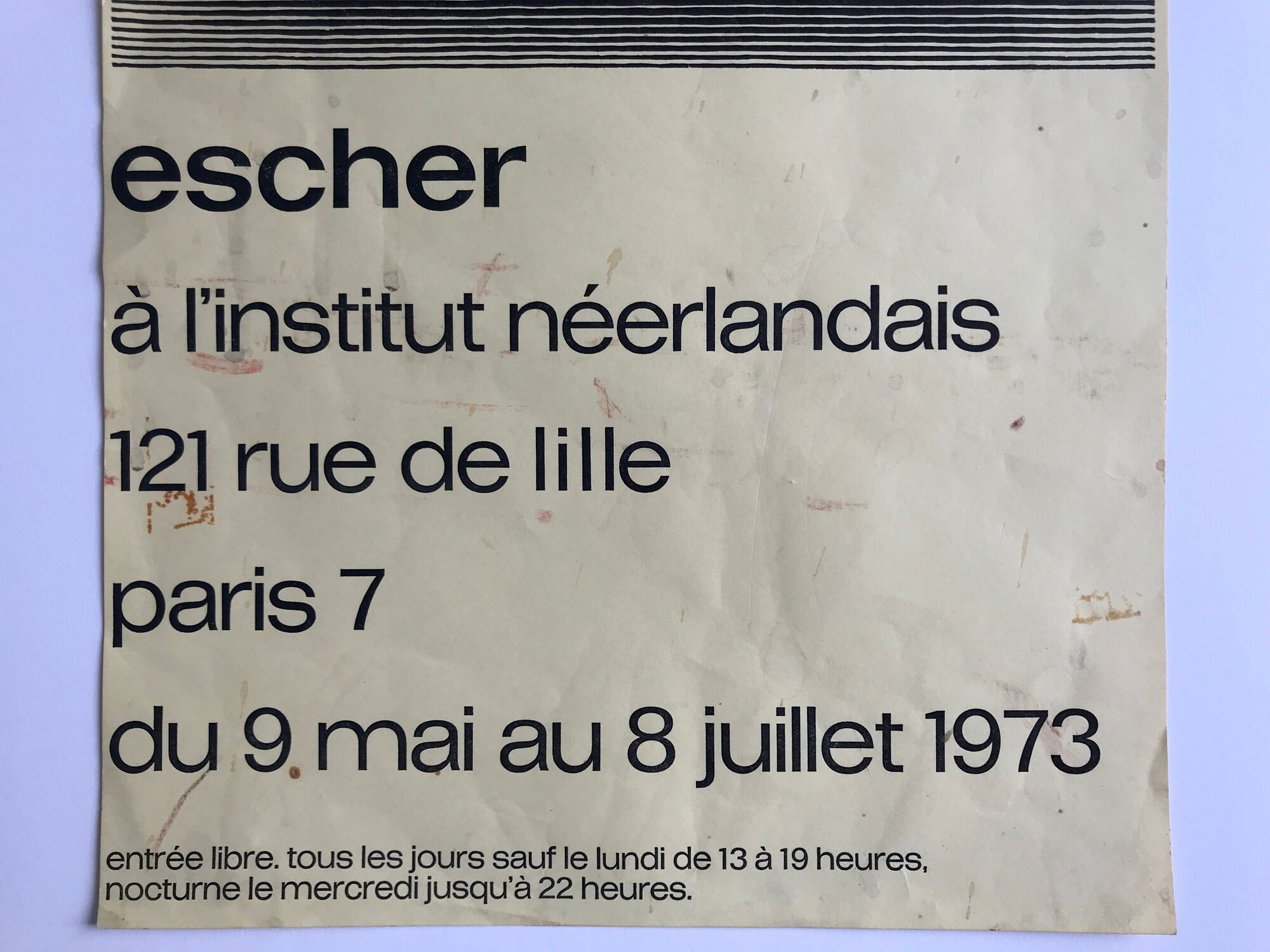 Original exhibition poster after escher, netherlands institute of paris, 1973