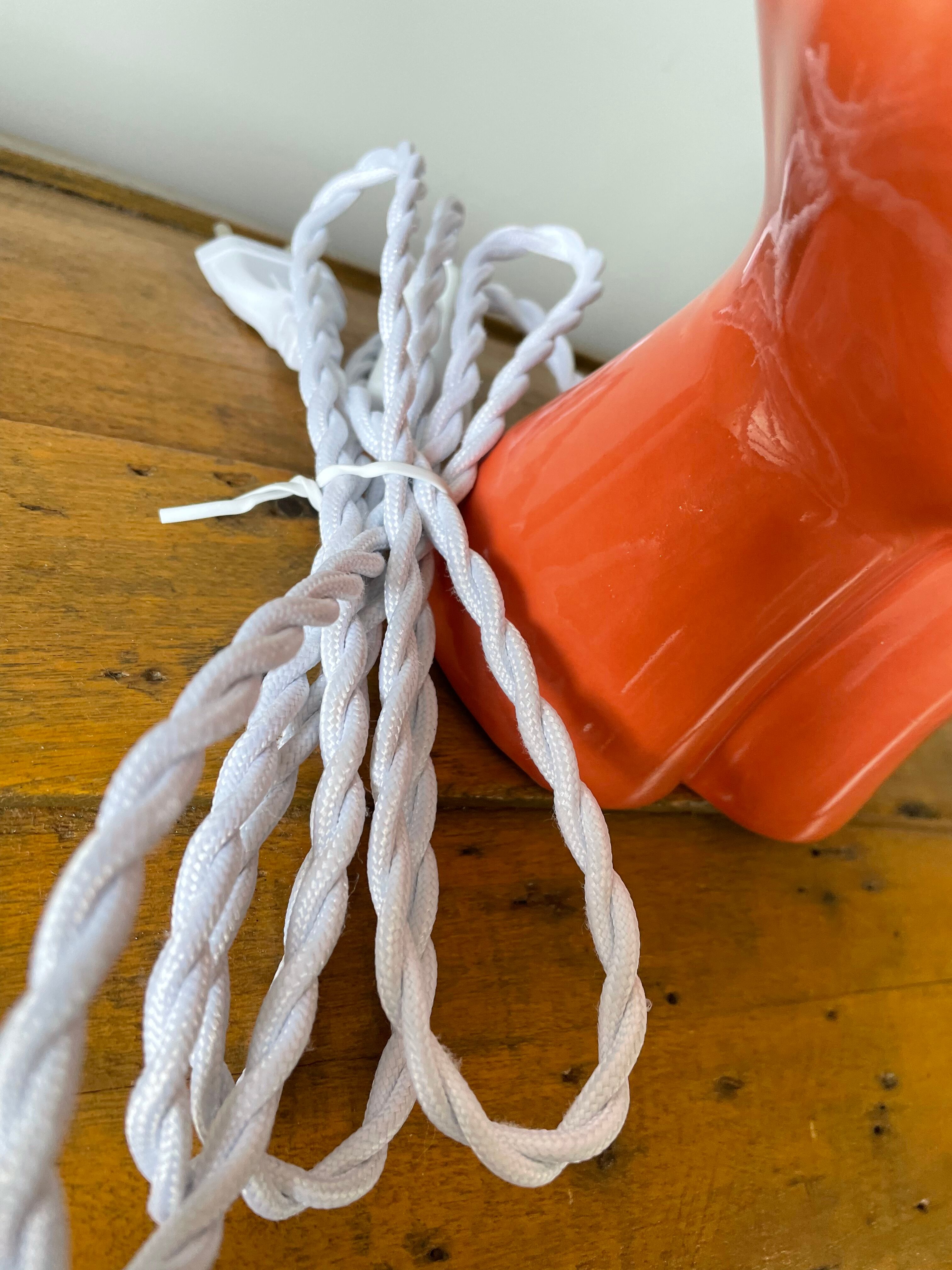 Hand lamp in ceramic color coral electrified to new