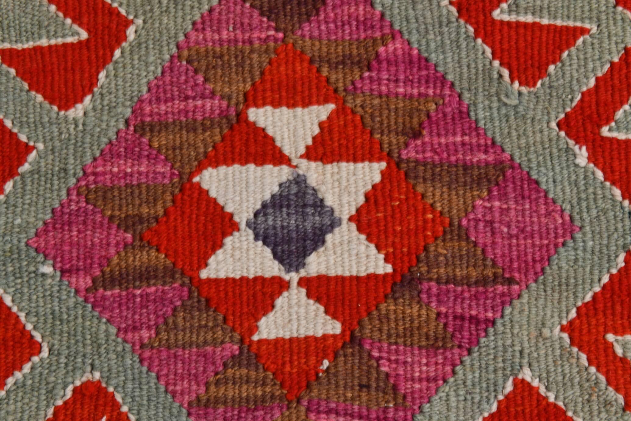 3x12 Kilim Red & Purple  Runner Rug, 102x355Cm