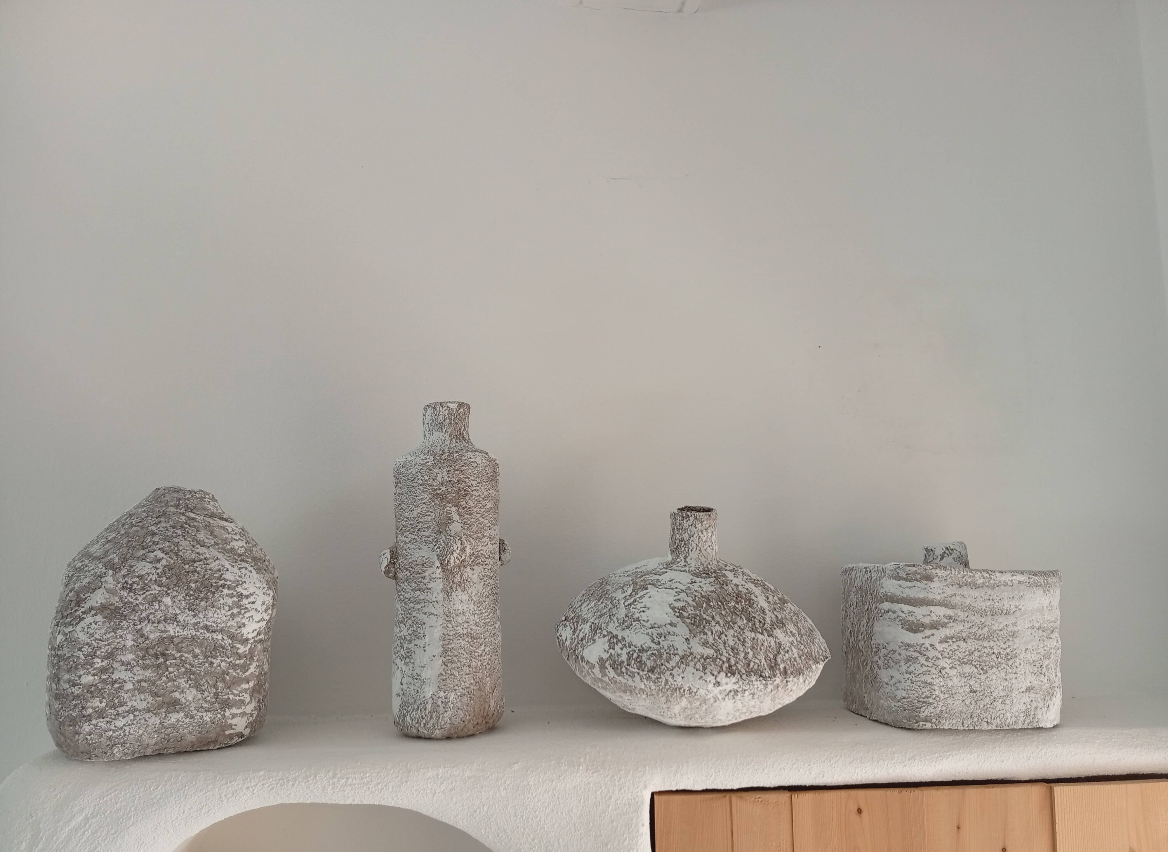 Lot de 4 vases sculpturaux esprit minéral Boho