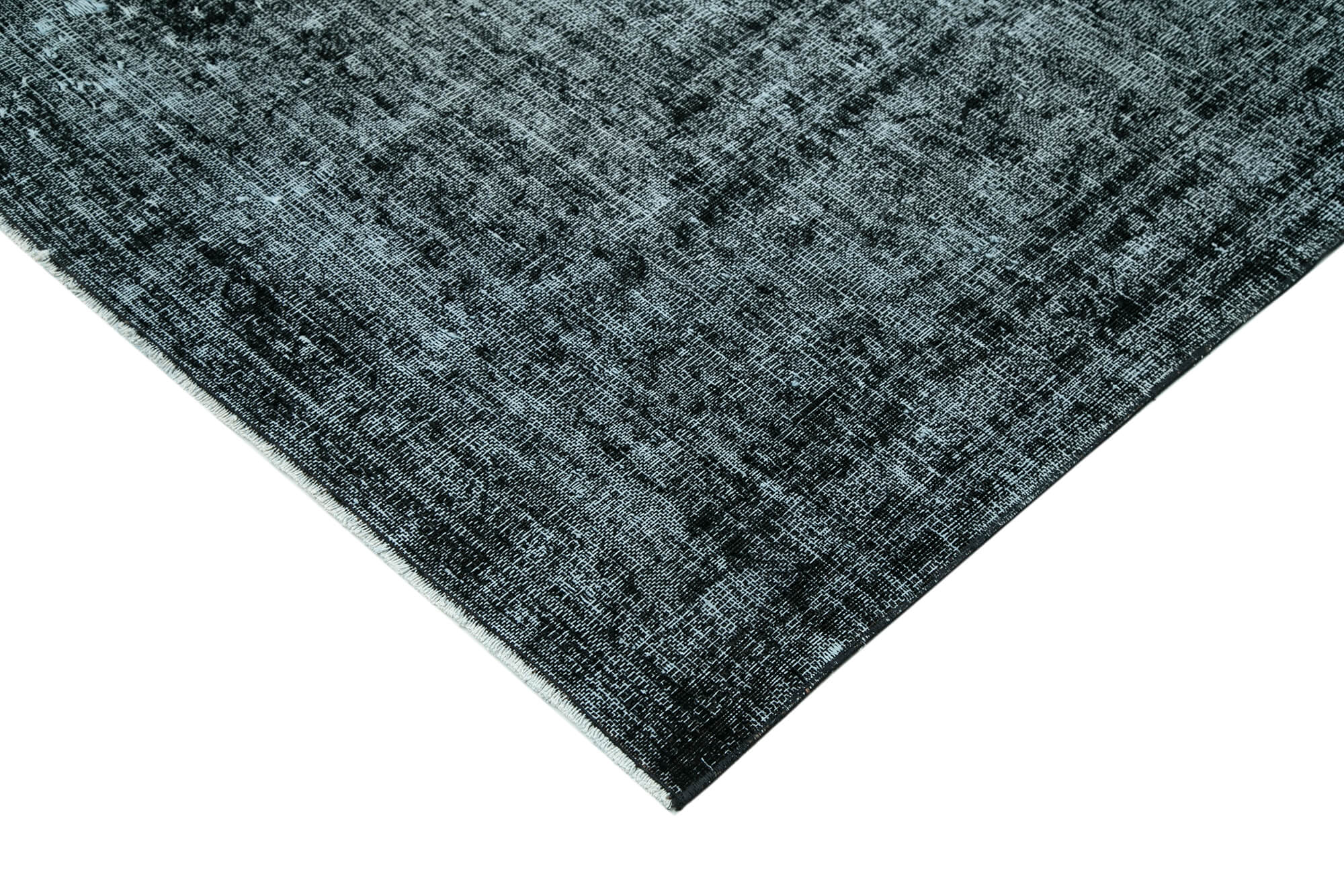 Hand-knotted oriental overdyed 298 cm x 365 cm black wool carpet