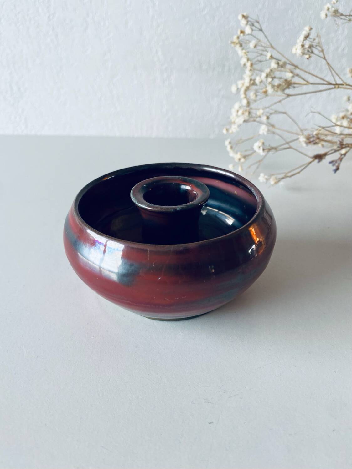 Ceramic candle holder signed