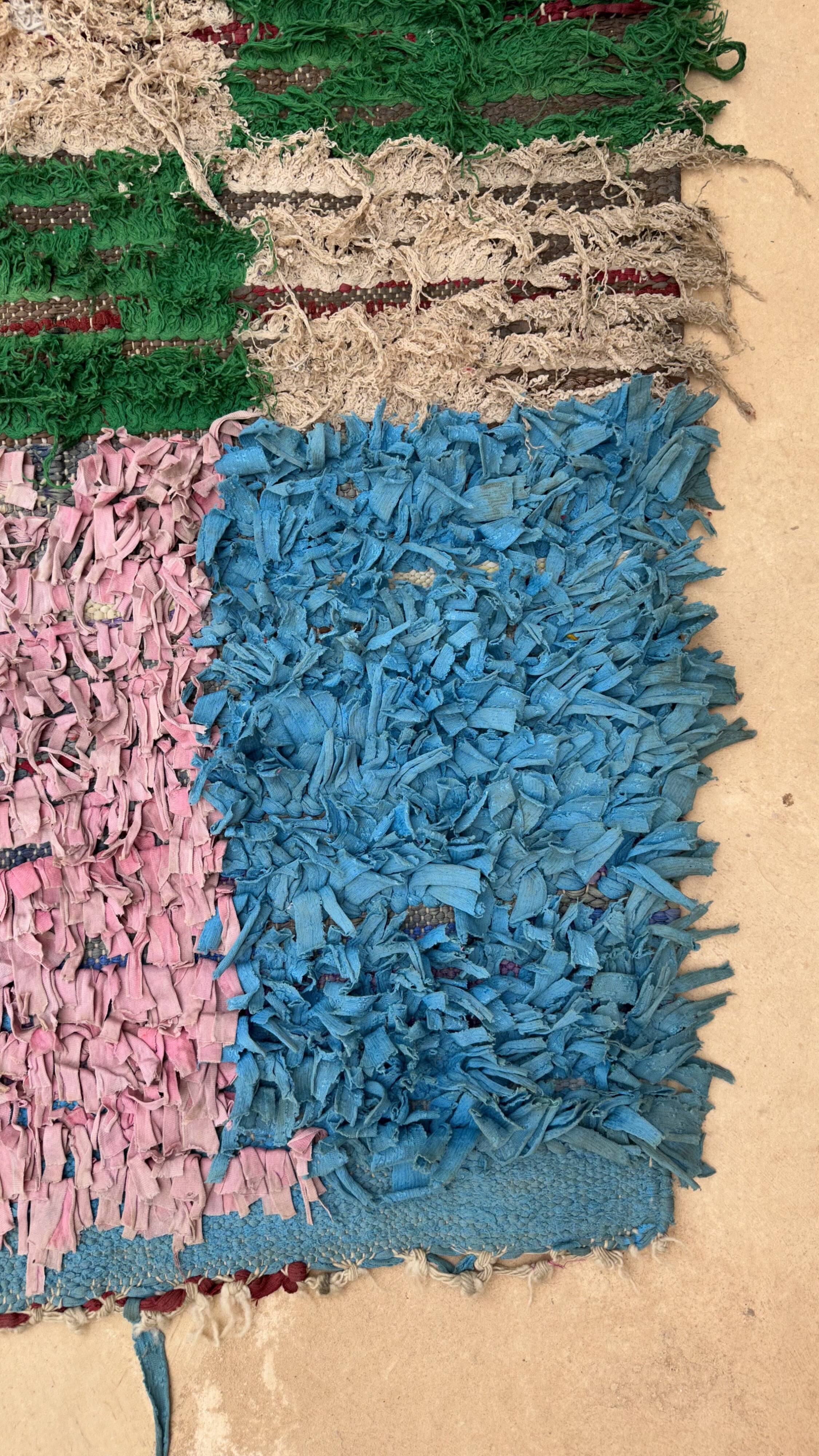 Colorful Boucherouite Moroccan rug - 80 x 170 cm