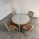 Vintage faux bamboo dining set with original fabric, 1980s