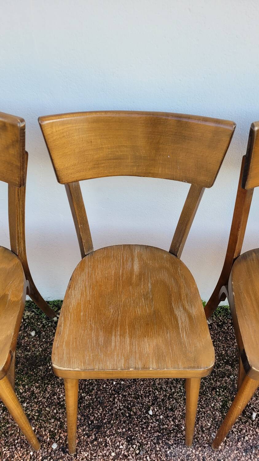 Series of 6 vintage old restaurant bistro chairs - 1950s