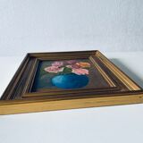 Huile sur panneau bouquet de fleurs encadrée et signée
