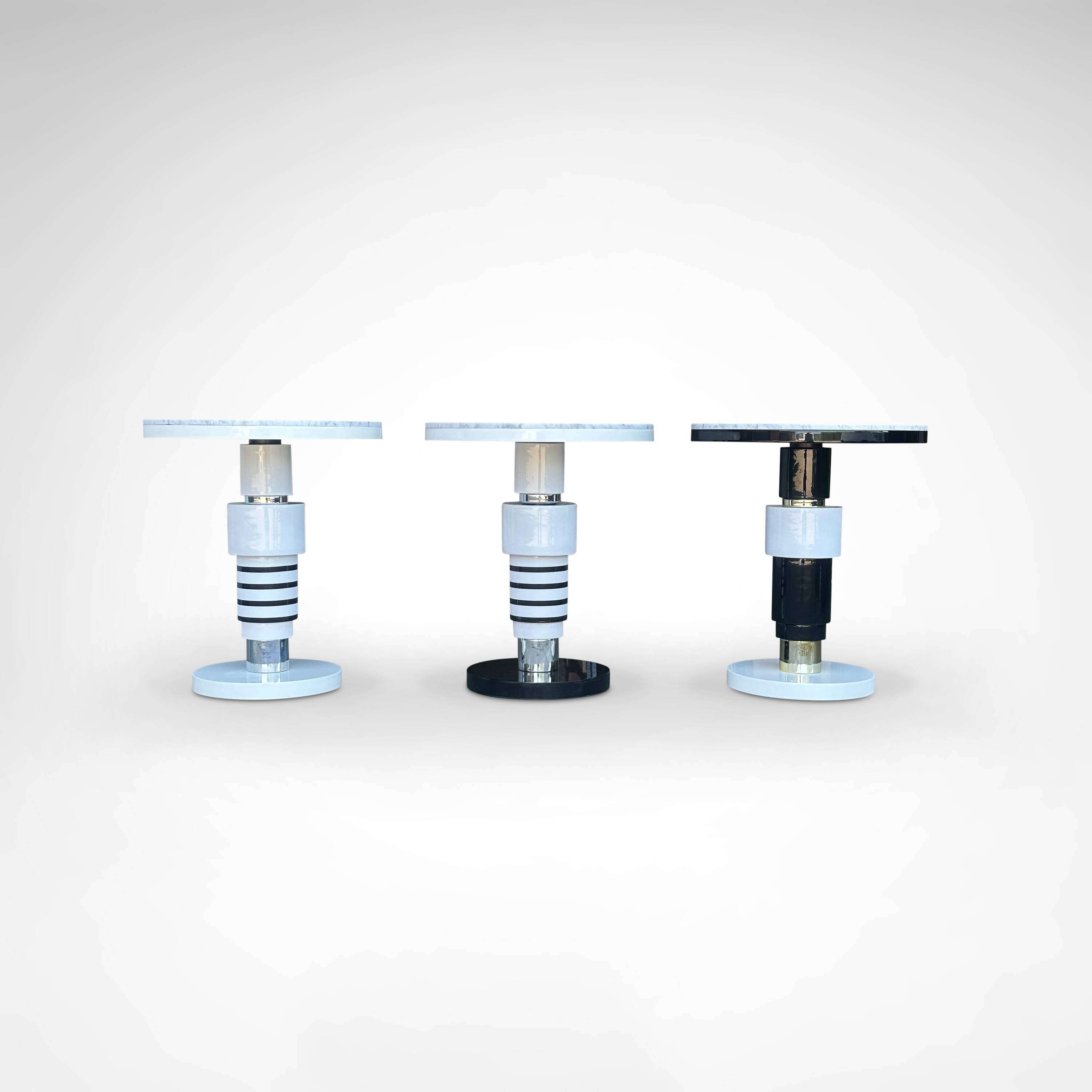 table d'appoint en céramique et marbre de style Memphis par Casalto 2