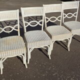 Set de 4 chaises blanches en rotin