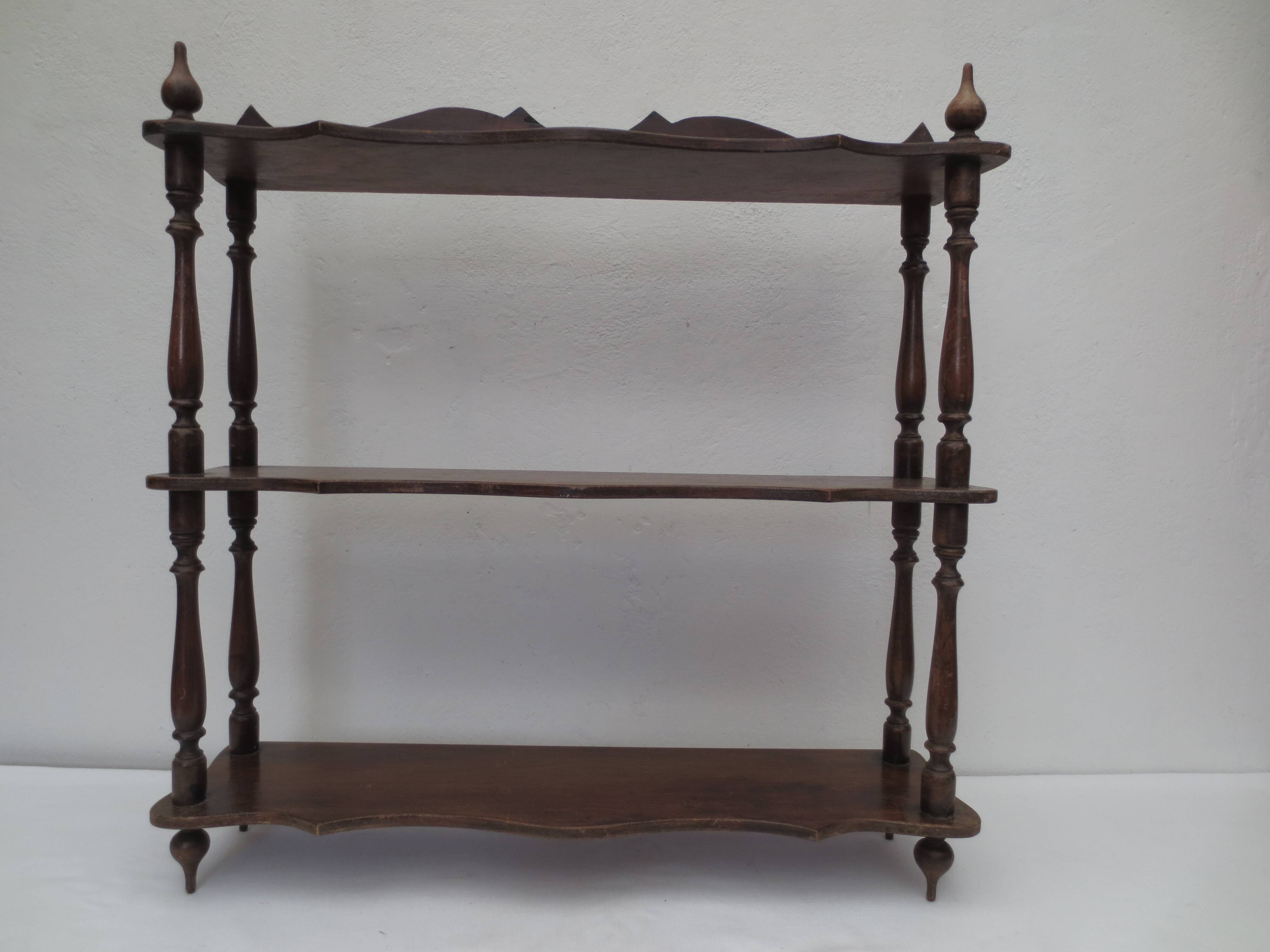 Old turned wood shelf, walnut color
