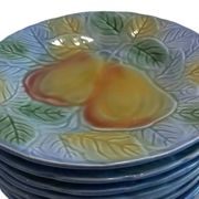 Old Salins earthenware dessert or cheese plates x 8