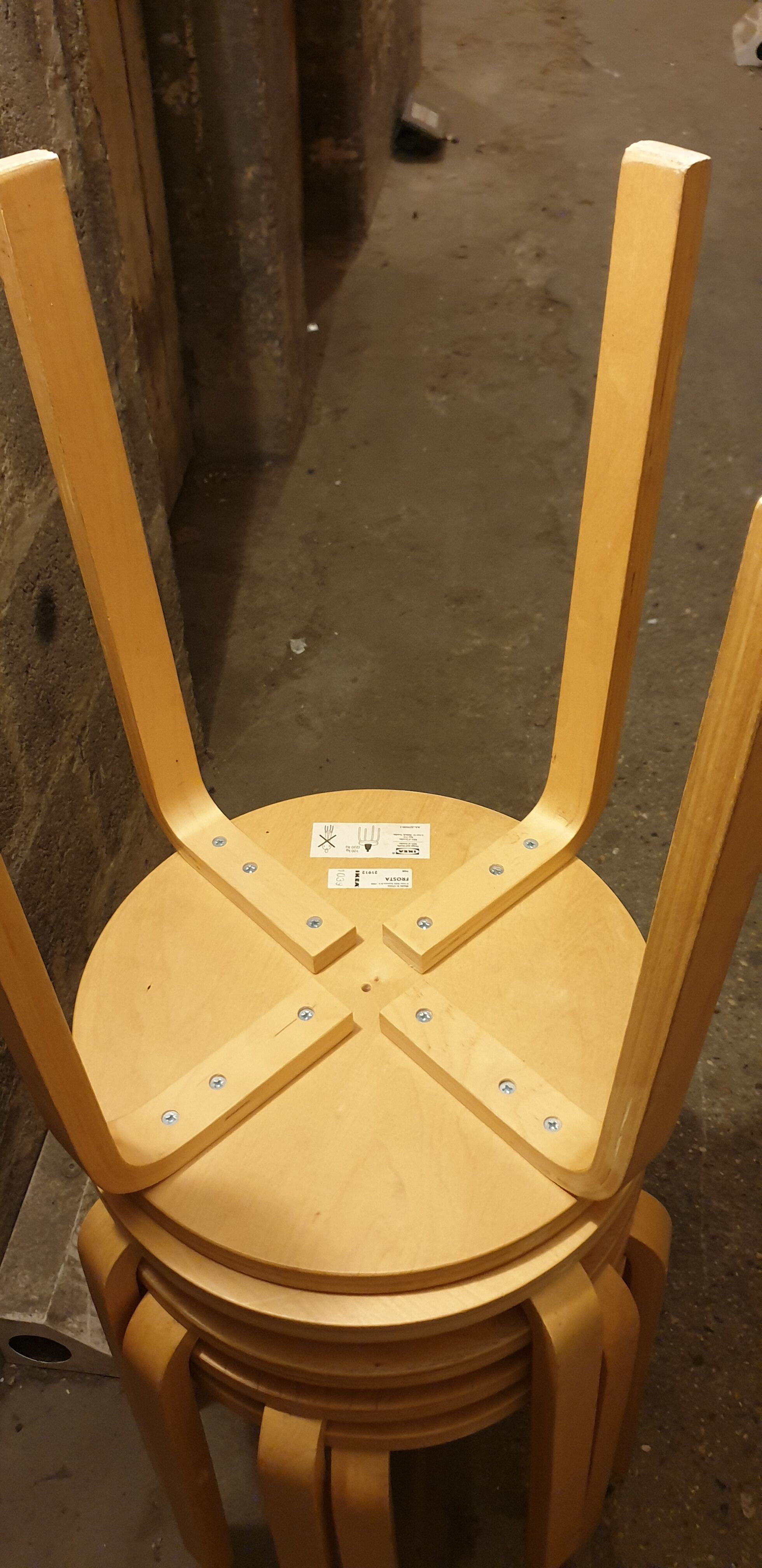 Set of 5 stools pilable beech wood and multiplies /80