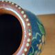 Pair of Primavera vases in blue ceramic with plant decoration 1920-1930