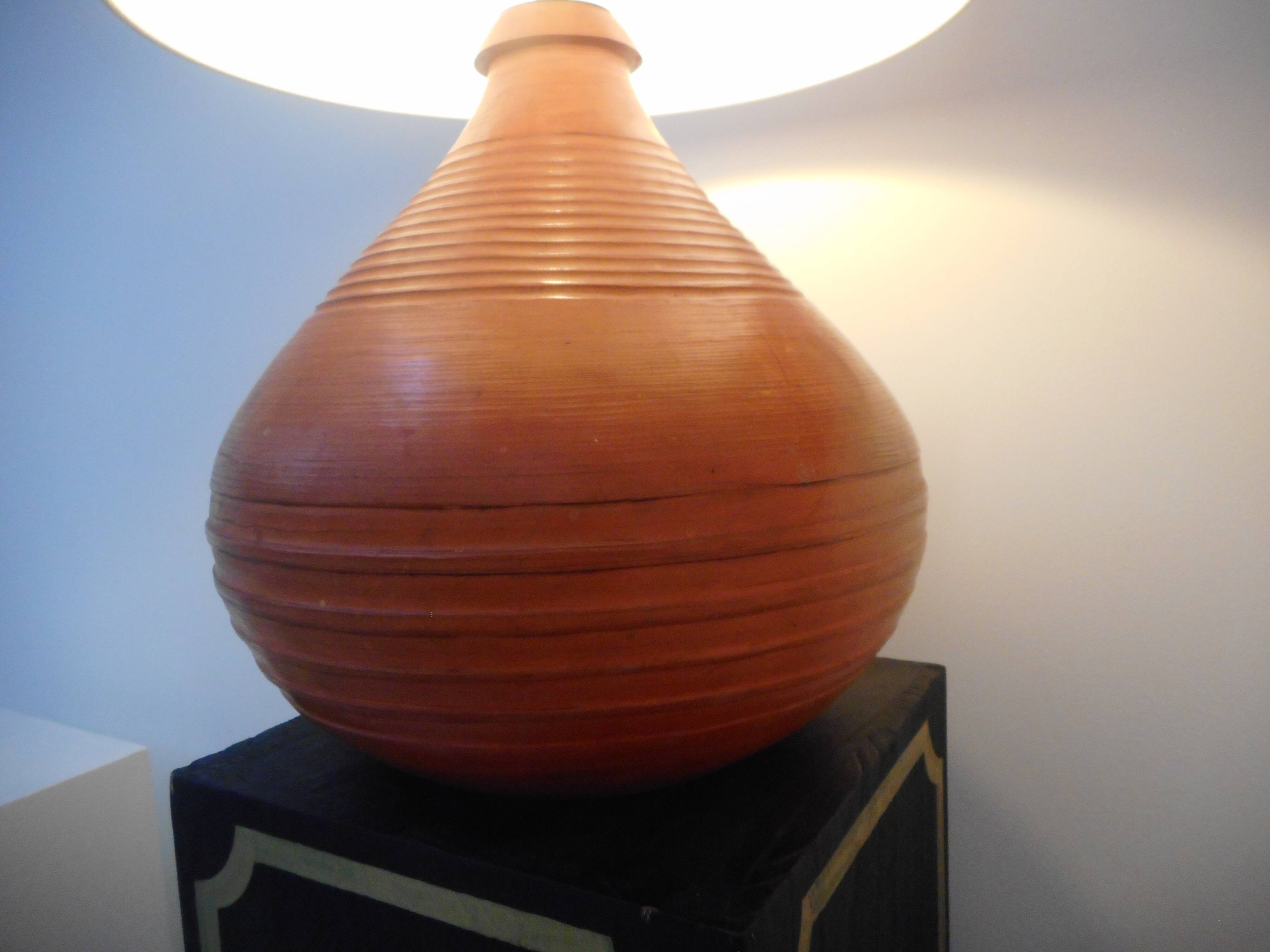 Vintage terracotta lamp, unique piece, by ceramist in Paris