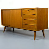Vintage walnut sideboard with sliding doors and drawers 1960s
