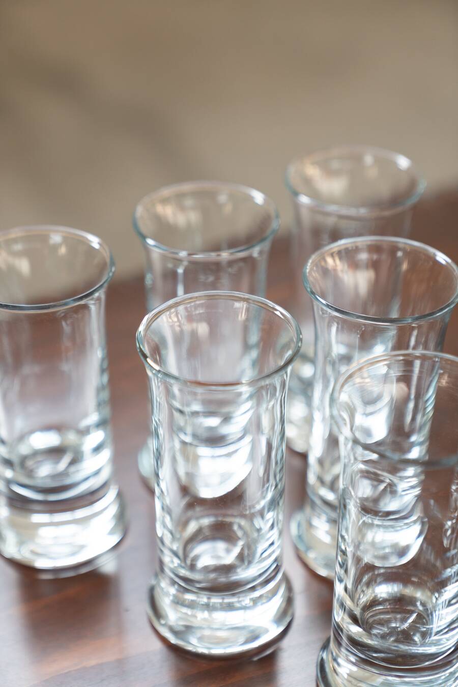 Large crystal liquor glasses, set of 6, 1970