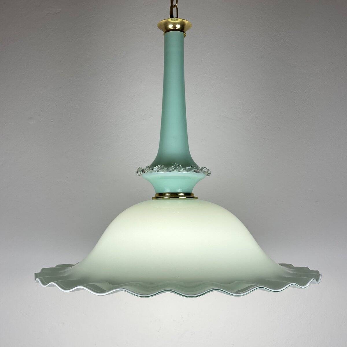 Vintage Murano glass pendant lamp attributed to Venini, Italy, 1970s.