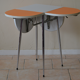 Entire table folding and stools orange and white formica 60s