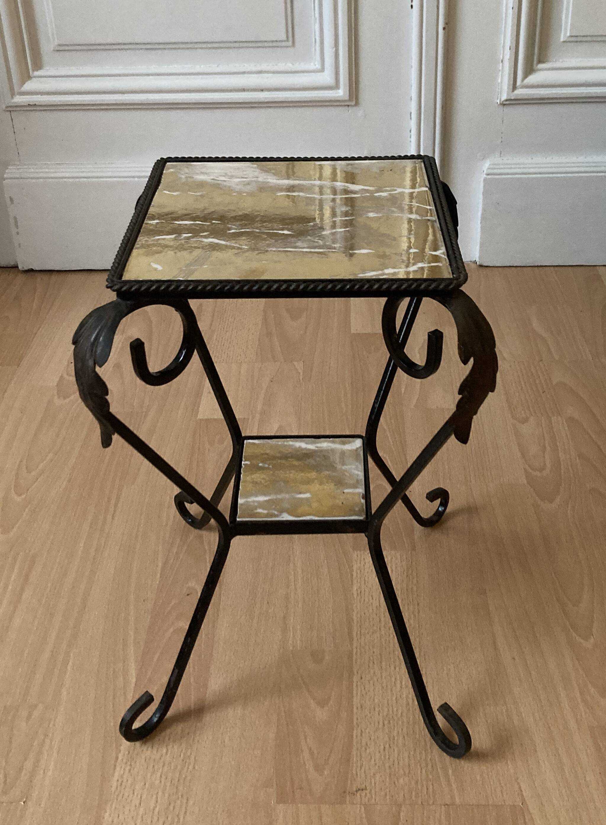 side table pedestal table wrought iron plant holder