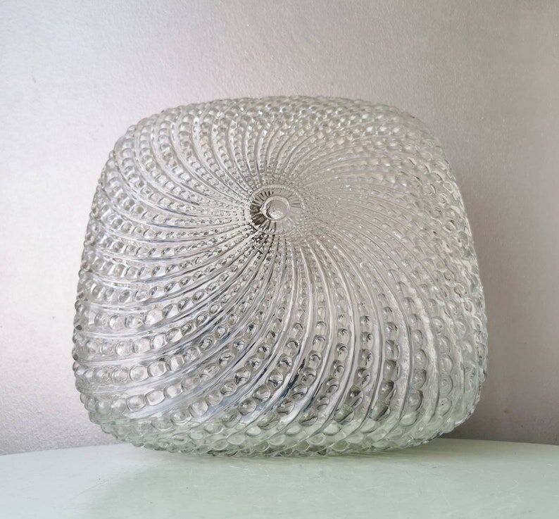 Square glass ceiling lamp, 1970