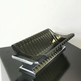 Large pocket in smoked glass and chrome steel, 1930