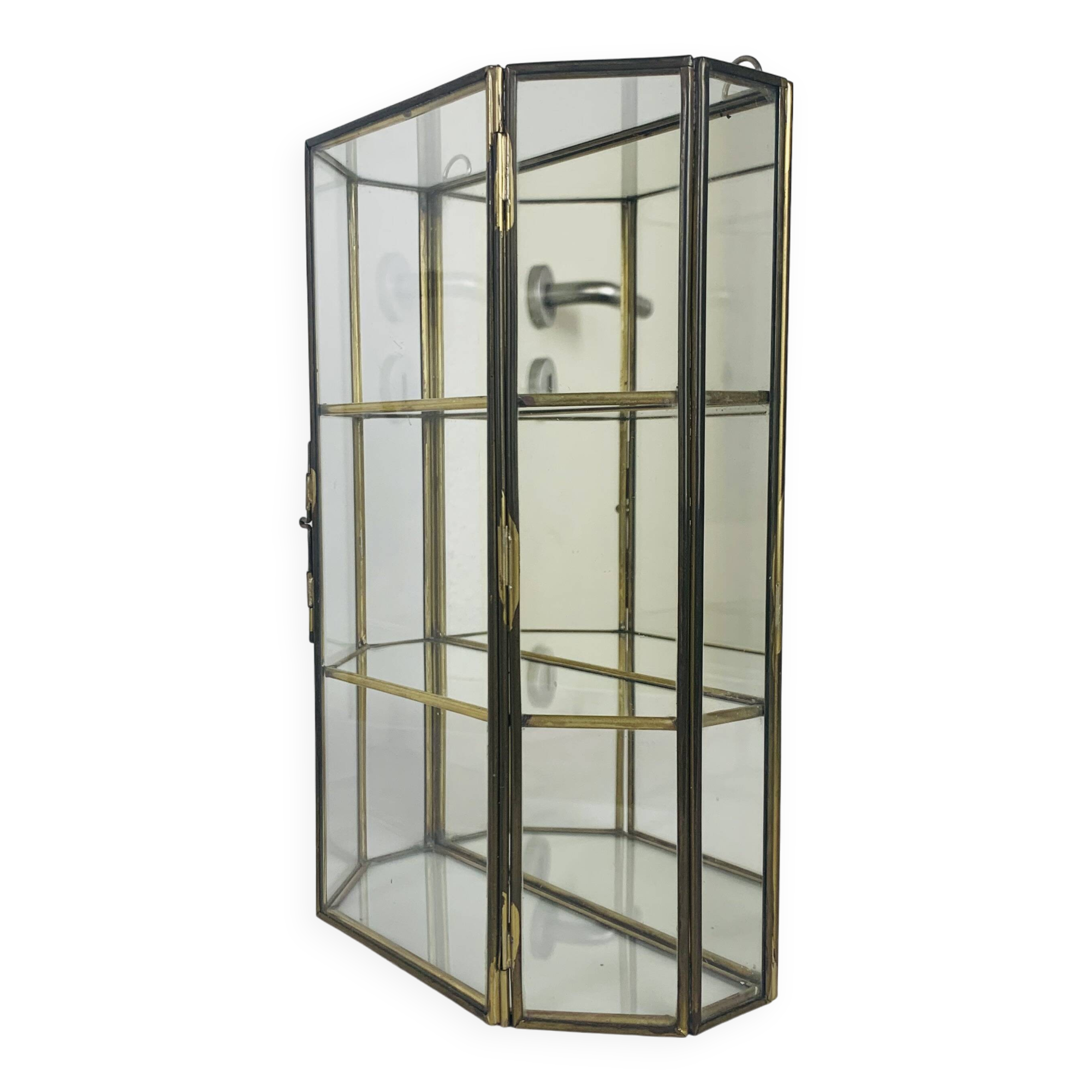 Vitrine miniature laiton verre, étagère