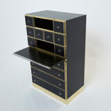 Secretary brass chrome lacquer Michel Pigneres 1970