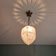 Art Deco pendant lamp in satin glass and bronze frame