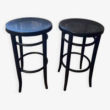 Pair of high cane stools