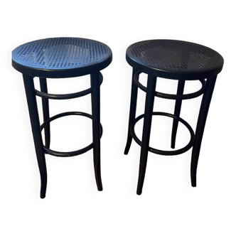 Pair of high cane stools
