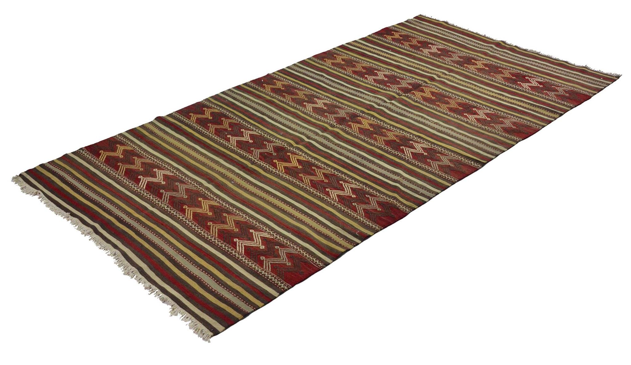 Grand Turkish Kilim Yoruk Vintage 150x300 cm Geometric Stripes